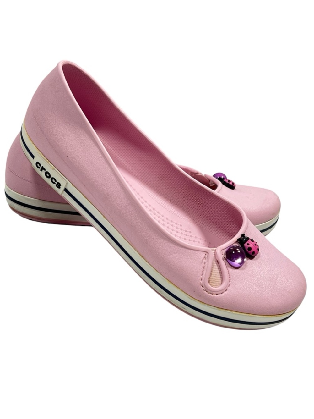Crocs Shoes Womens 8 Ladybug Crocband Flats Closed Toe Chores Gardening Comfort